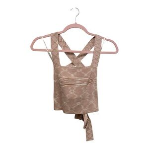 Lane 201 Stylish Tan Tie back Crop Top size Small